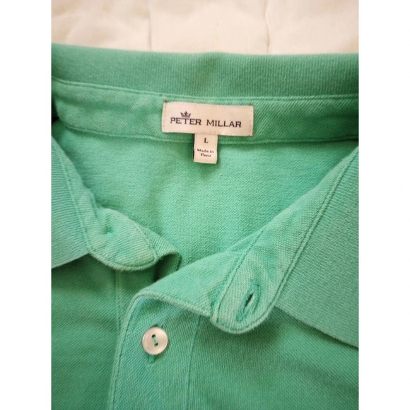 Peter Millar Golf Polo Shirt Men’s Size Large Green Blue Short Sleeve - Picture 3 of 8